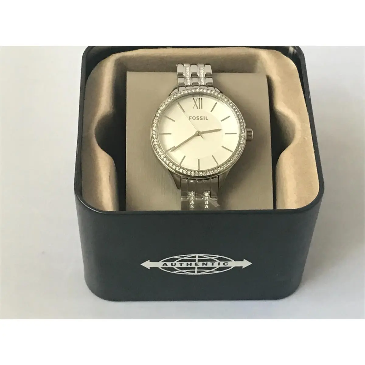 Silver Dial Stainless Steel Diamond Watch BQ3115 by Fossil