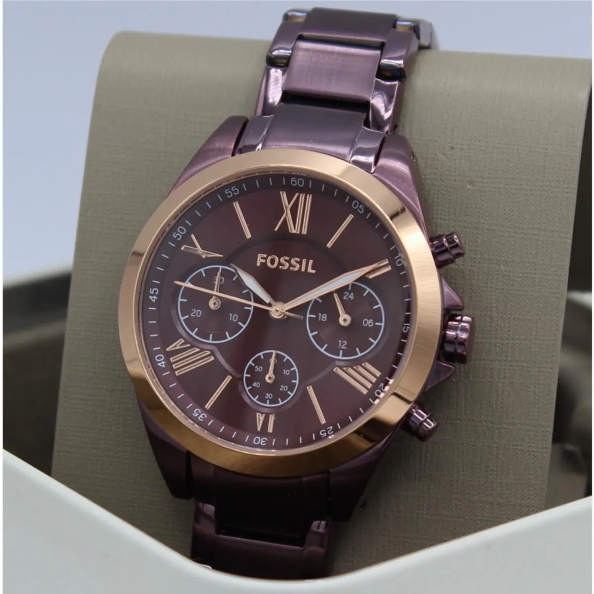 Modern Courier Midsize Chrono Purple Women`s BQ3281 Watch by Fossil