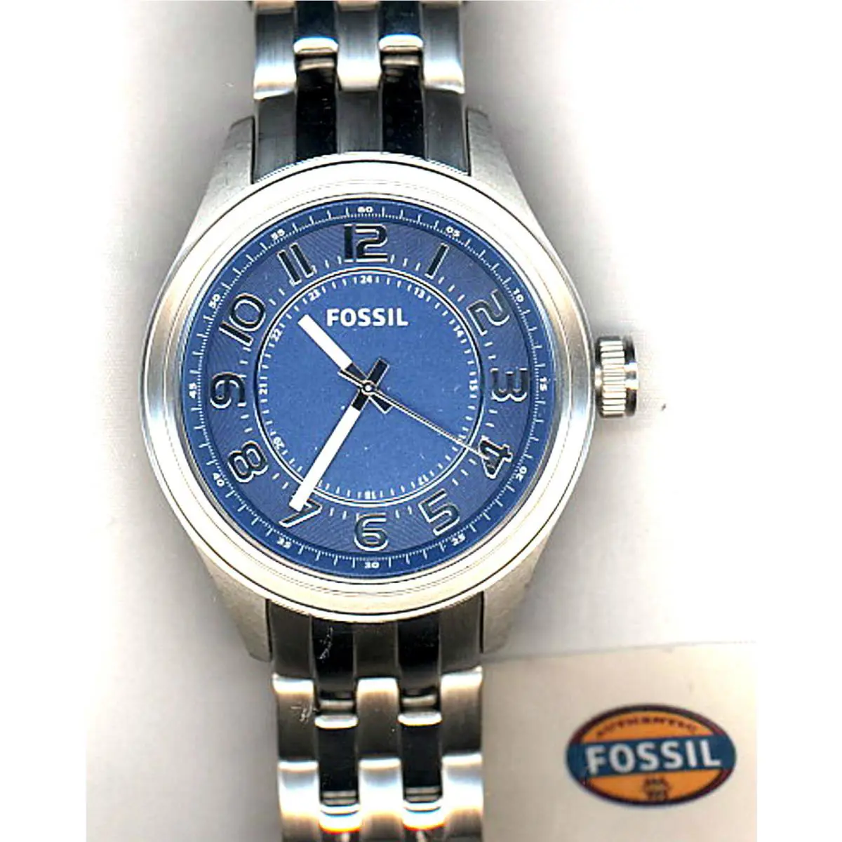 Fossil BQ1038 Stainless Steel Silver Tone Bracelet Blue Dial Men s Watch