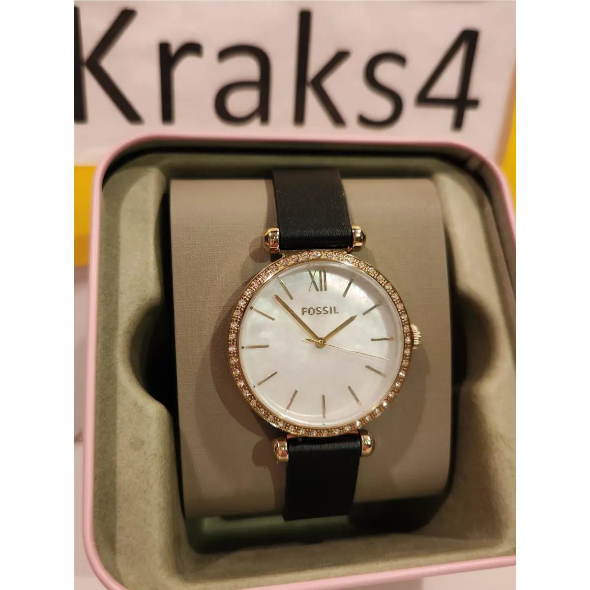 Fossil Tillie Three-hand Black Leather Women`s Watch BQ3921