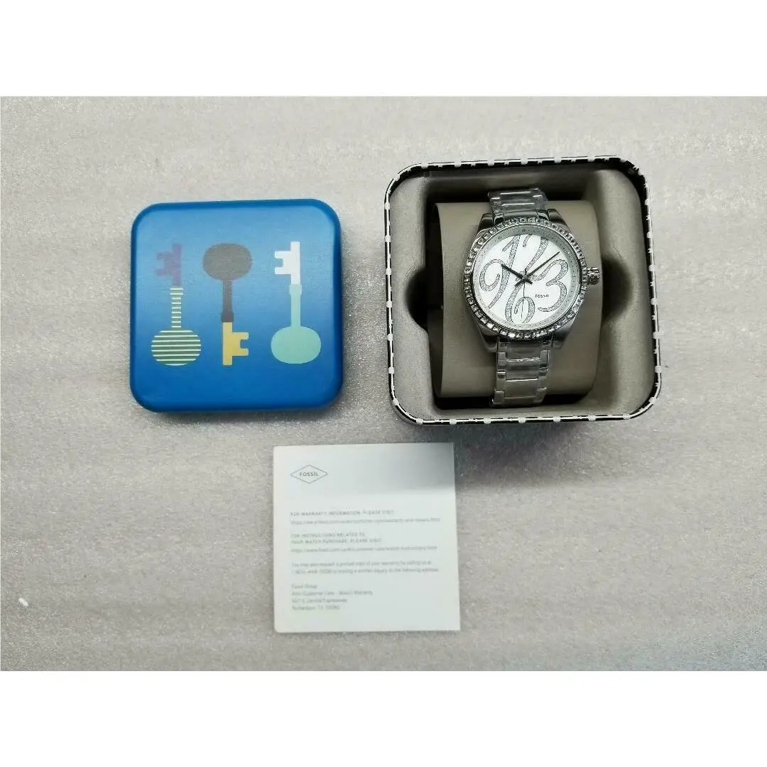 Fossil Carissa Quartz 58 Crystals Stainless Steel Women`s Watch BQ1094