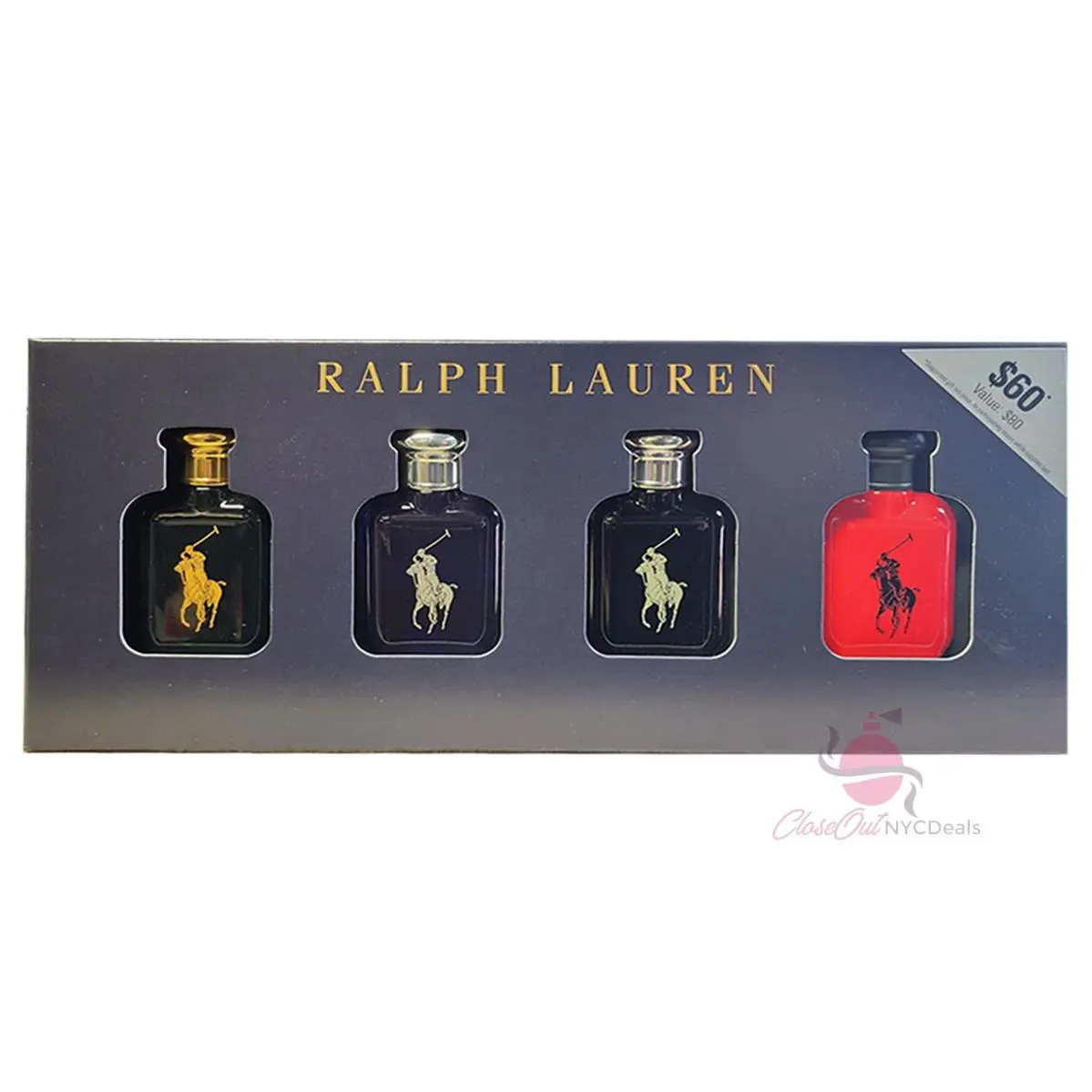 Ralph Lauren Polo Cologne 0.5 oz 4 pc Edt Splash Polo Green + Polo Blue + Polo Black+polo Red - Black, Blue, Green