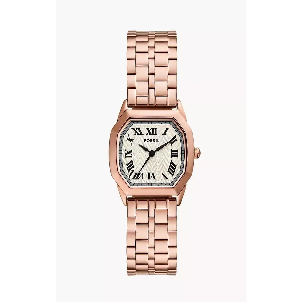 ES5386 Women`s Harlow Rose Gold Tone Stainless Steel 3-Hand Analog Watch by Fossil