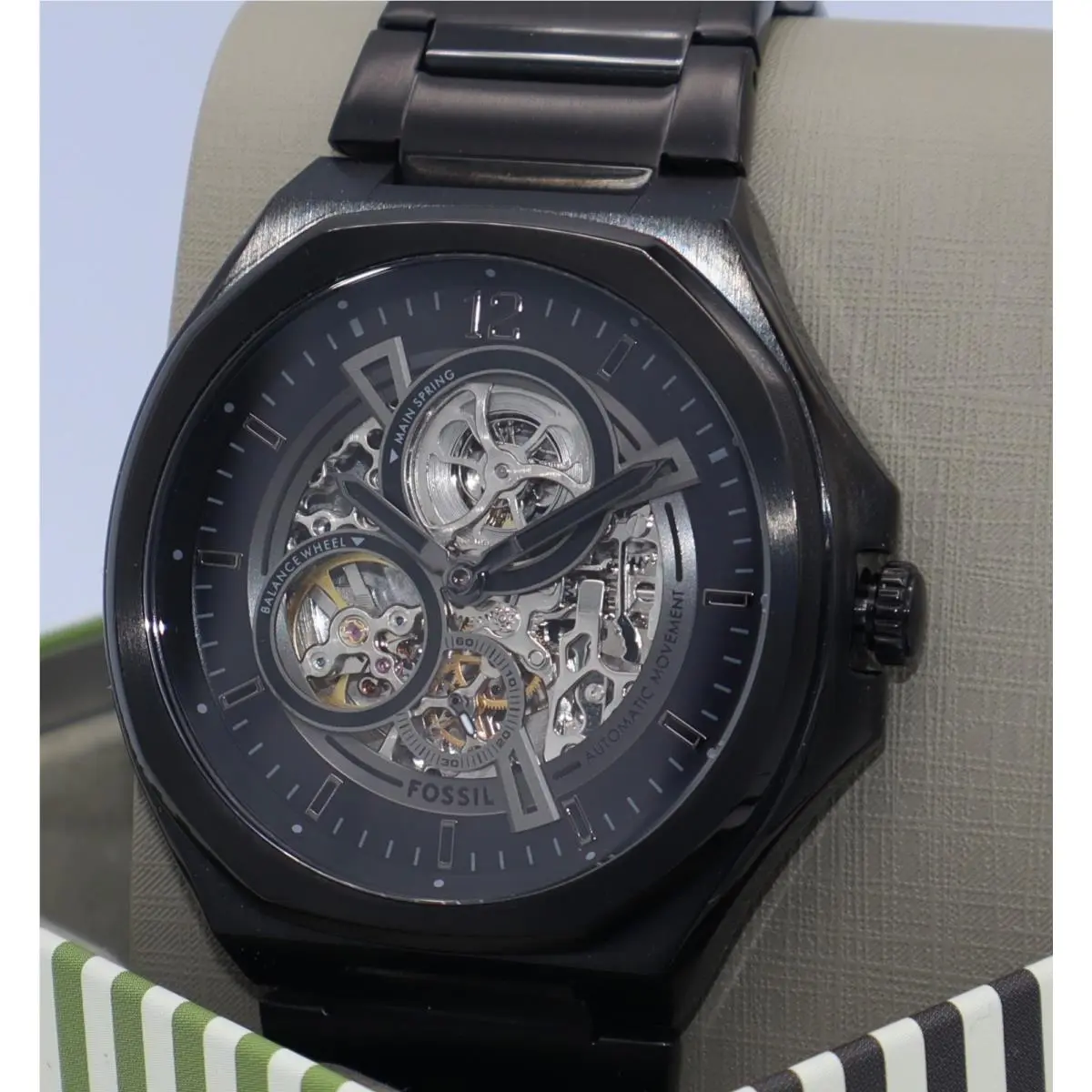 Automatic Fossil Skeleton Evanston Black BQ2621 Men`s Watch