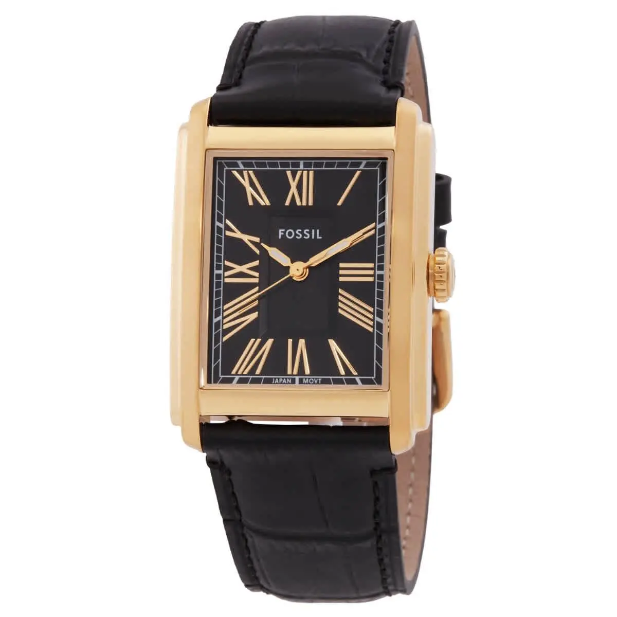 Fossil Carraway Quartz Black Dial Watch FS6091 - Dial: Black, Band: Black, Bezel: Gold-tone