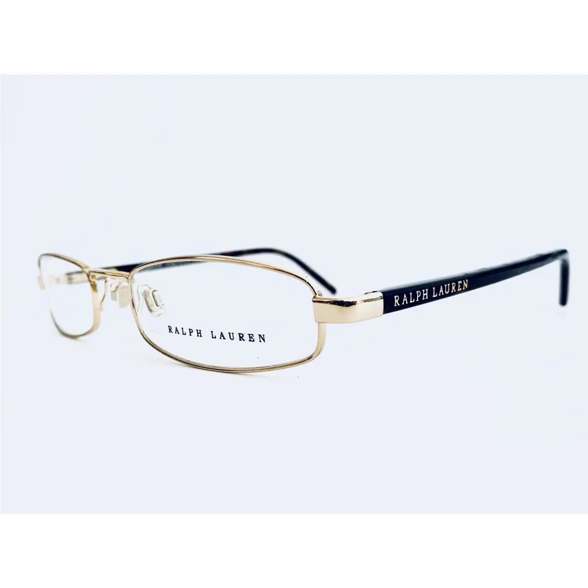 Ralph Lauren Gold Metal Rectangular Glasses Tortoise Temple Italy 49 19 135