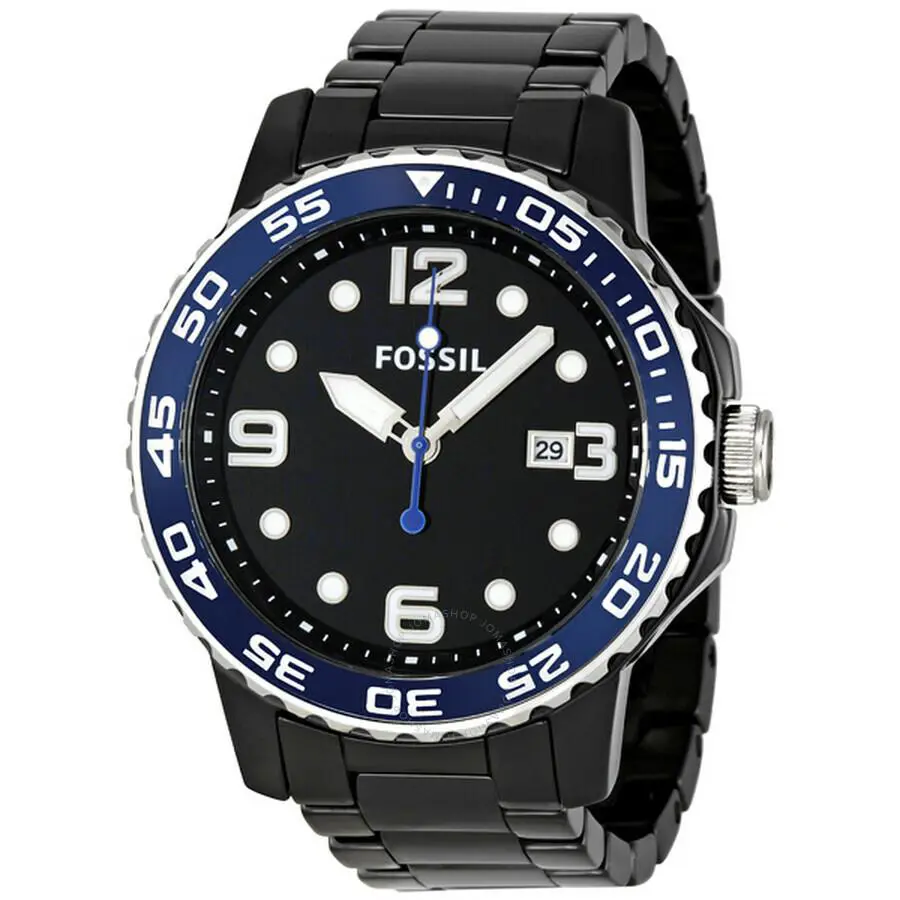 Black Ceramic Bracelet Date 10 Atm Oversize Men`s Watch CE5010 by Fossil