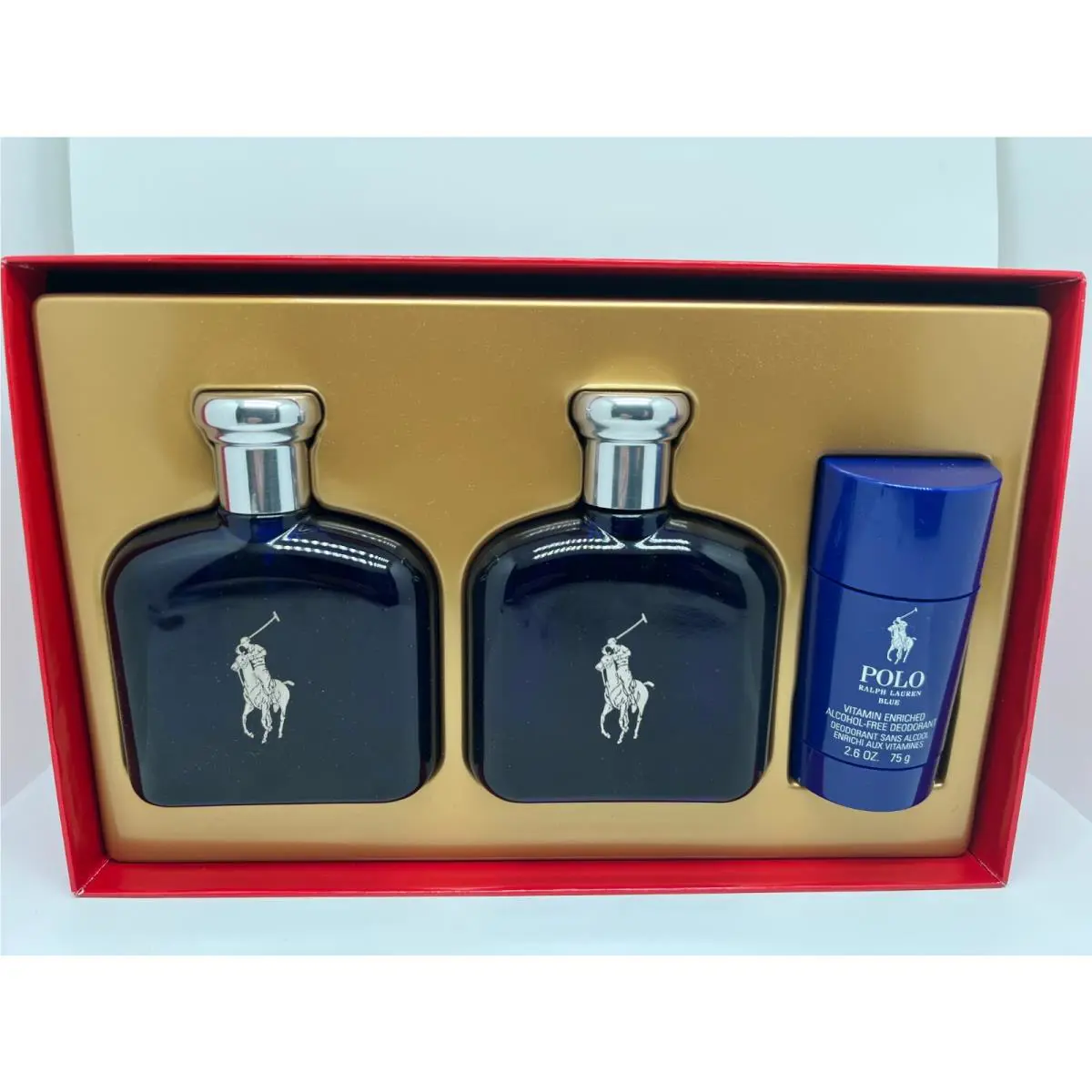 Polo Blue by Ralph Lauren 3 Pieces Set : 4.2 Edt Spray + 4.2 A/s 2.6 Deo