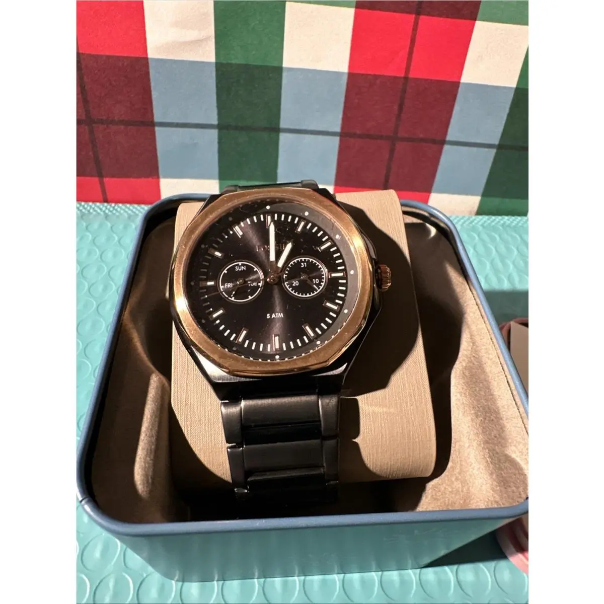 Fossil Evanston BQ2645SET Rose Gold/black Dial Chronograph Watch Man Only