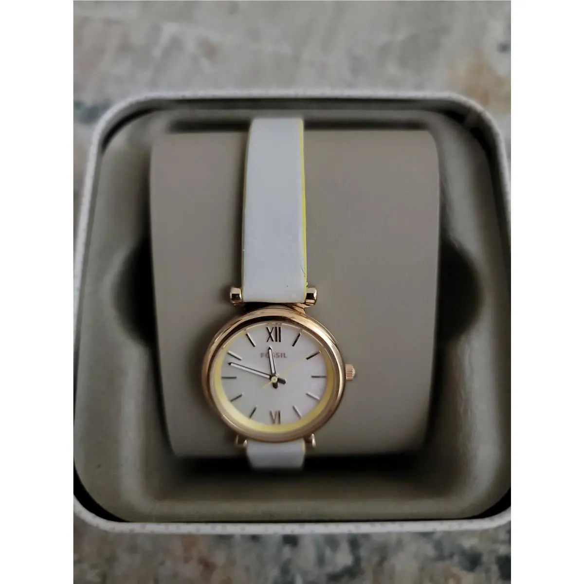 Fossil Women`s Carlie Mini Three-hand Grey Leather Watch ES4834