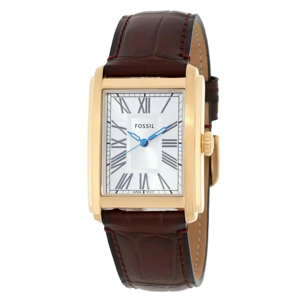 Fossil Carraway Quartz Silver Dial Watch FS6011 - Dial: Silver, Band: Brown, Bezel: Gold-tone