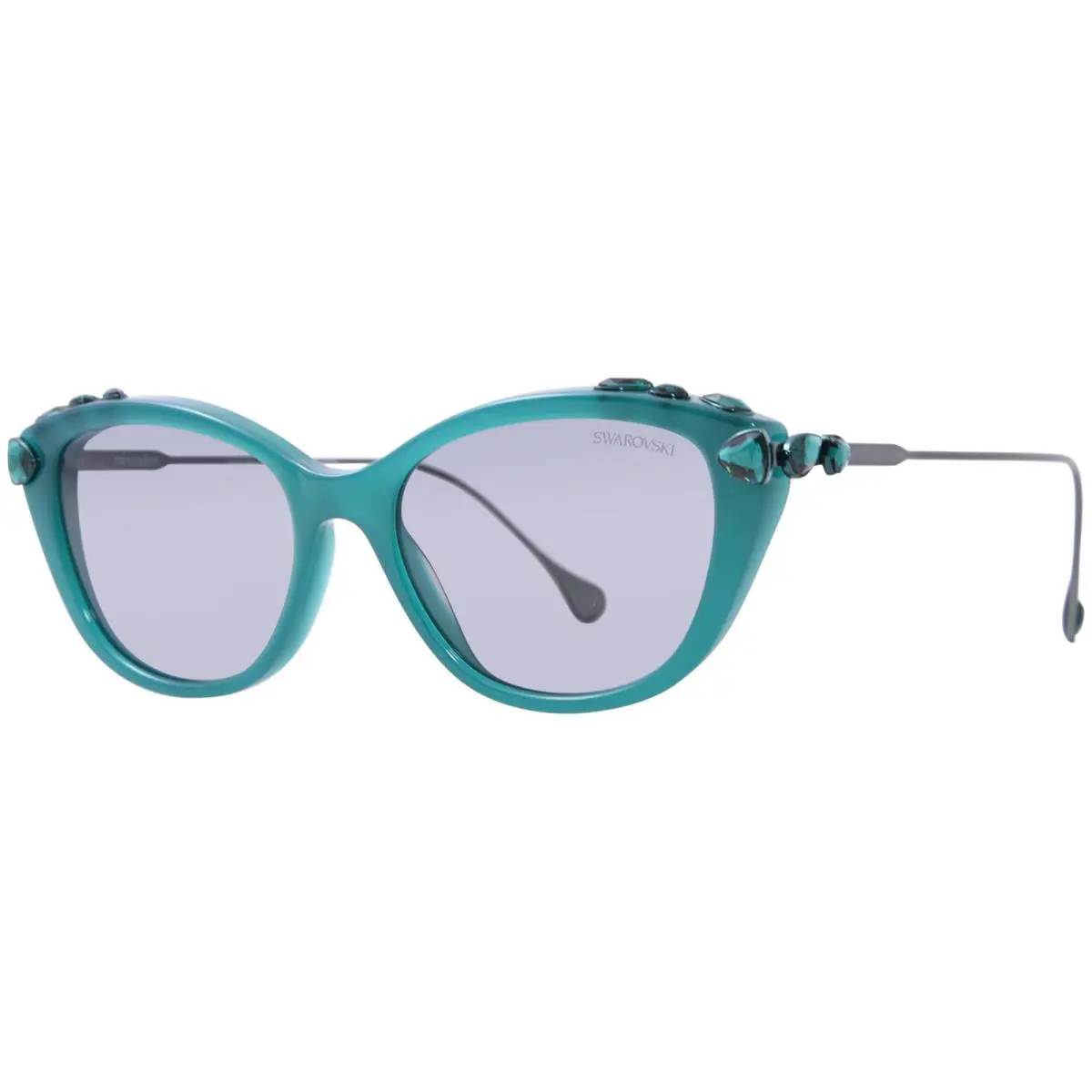 Swarovski SK6010 2003/1 Sunglasses Women`s Opal Green/dark Grey Cat Eye 53mm