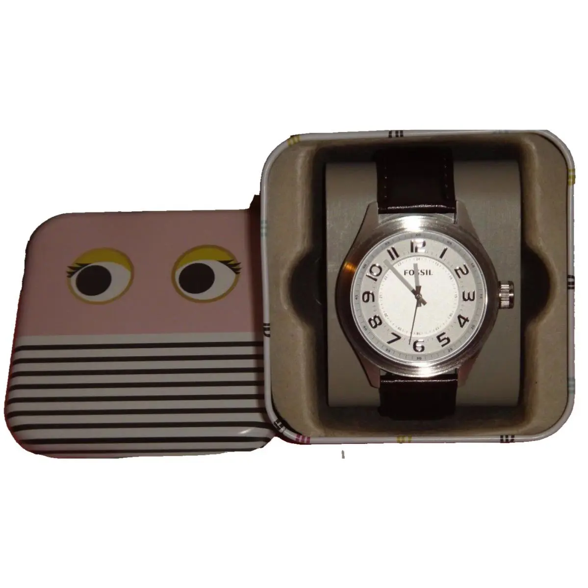 Fossil Men`s Silver S/ Steel Watch Brown Leather Strap Silver Dial 46mm BQ2247 by Rotary