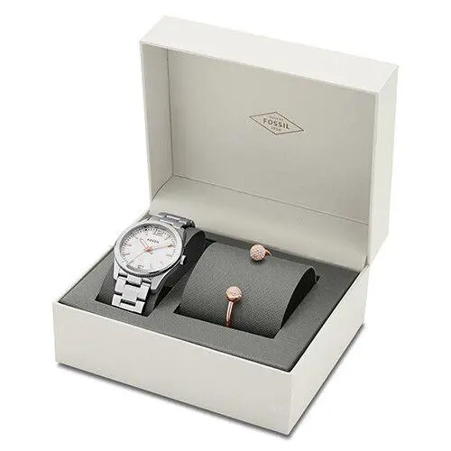 PR5453SET Women`s Gift Set - Watch Bracelet Silver Rose Gold Tone by Fossil