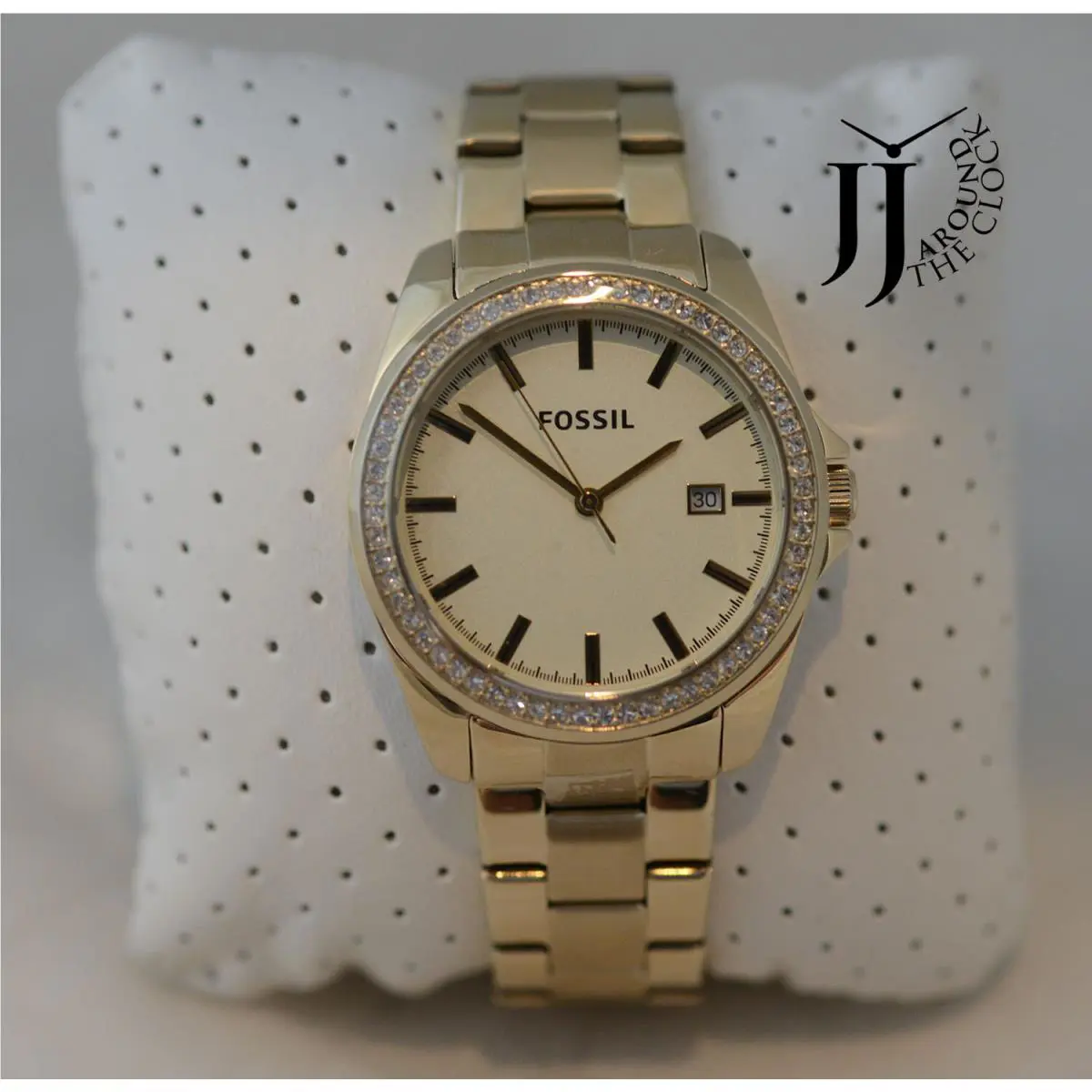 Fossil Gold-tone Stainless Steel Watch Crystals Glytz Women`s BQ3189 40mm