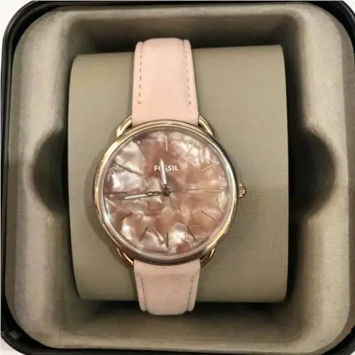 Fossil Women Tailor Three-hand Blush Leather Watch ES4419