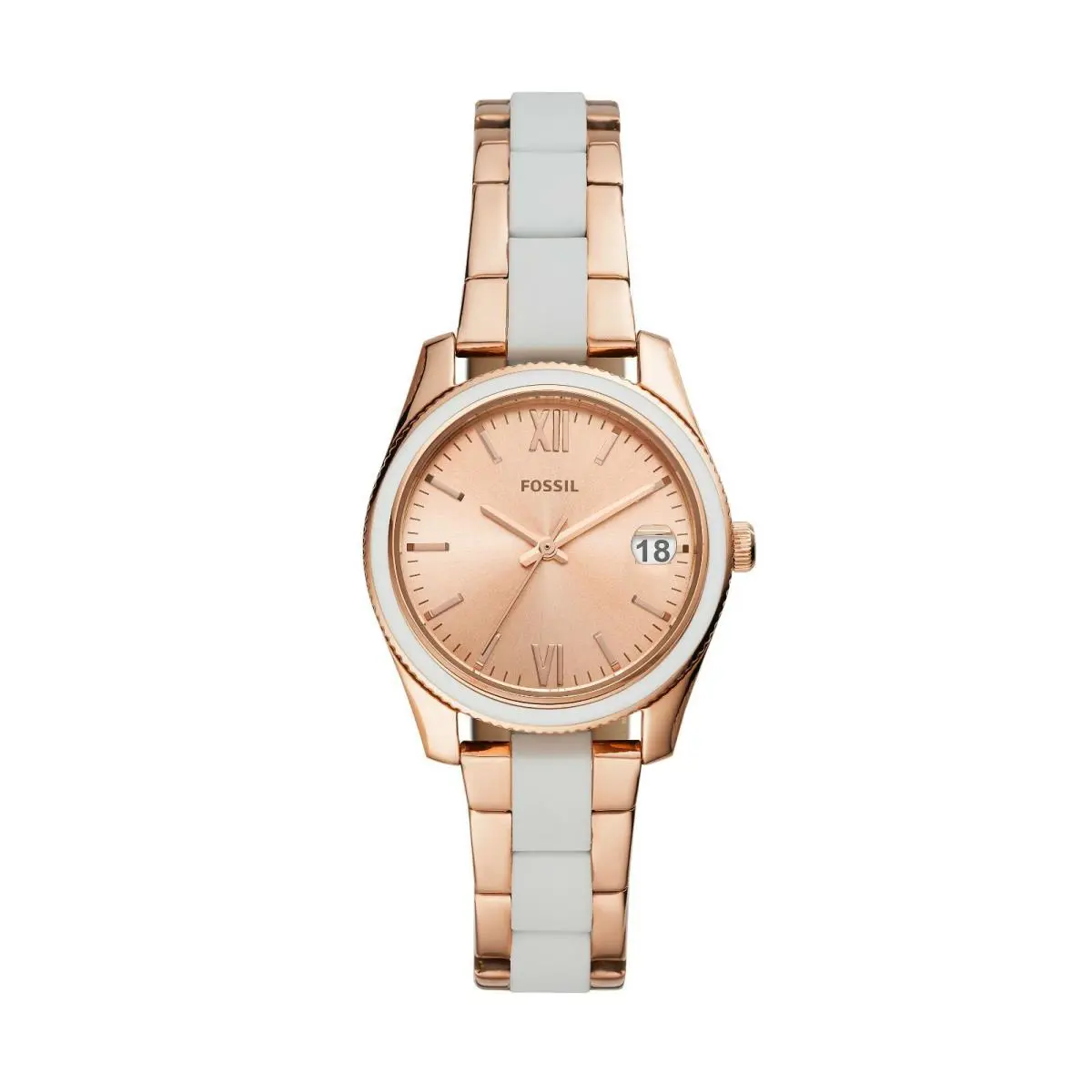 Scarlette Mini Three-hand Date Rose Gold-tone Stainless Stl Watch ES4589 by Fossil