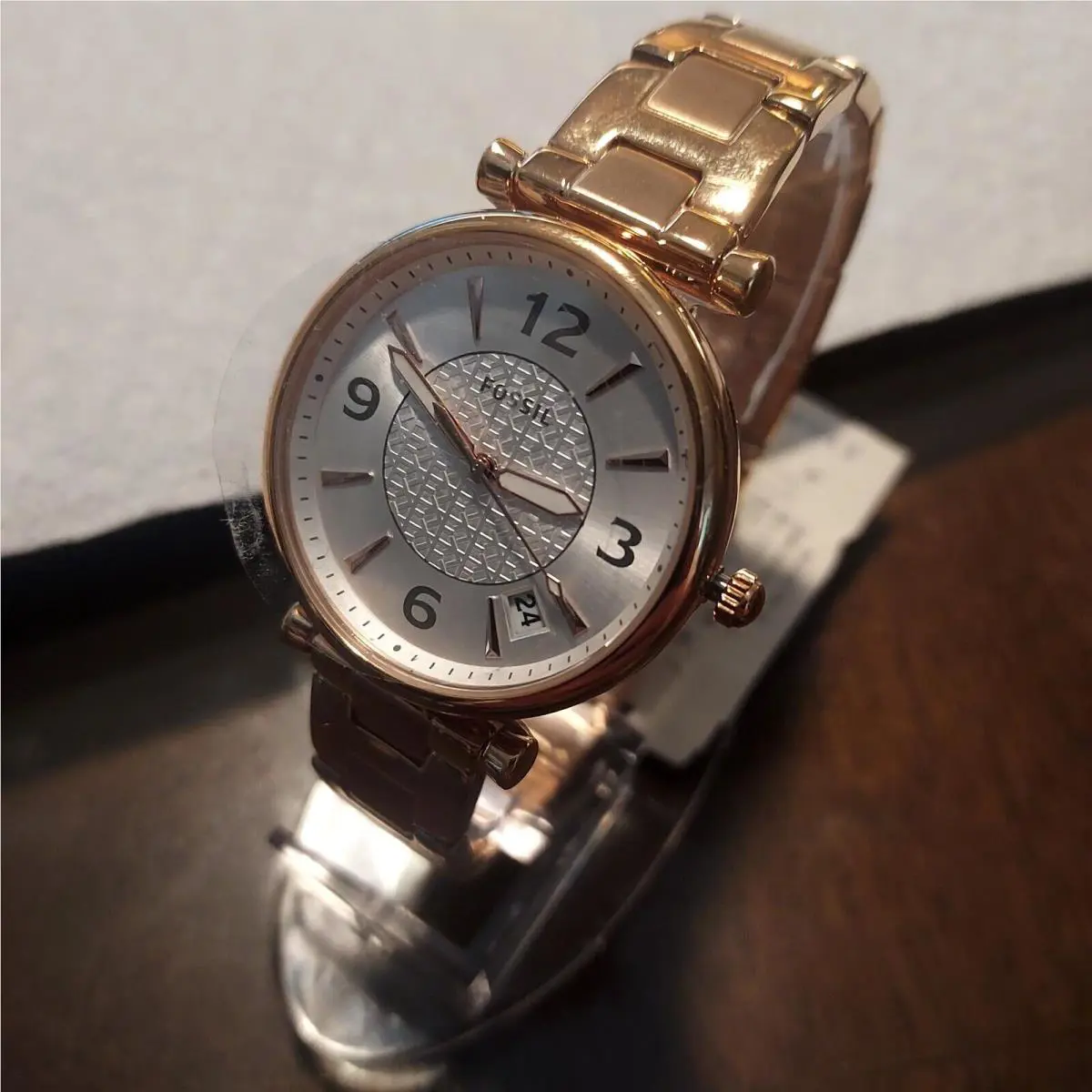 Fossil Ladies Carlie Three-hand Rose Gold-tone Stainless Steel Watch ES5158