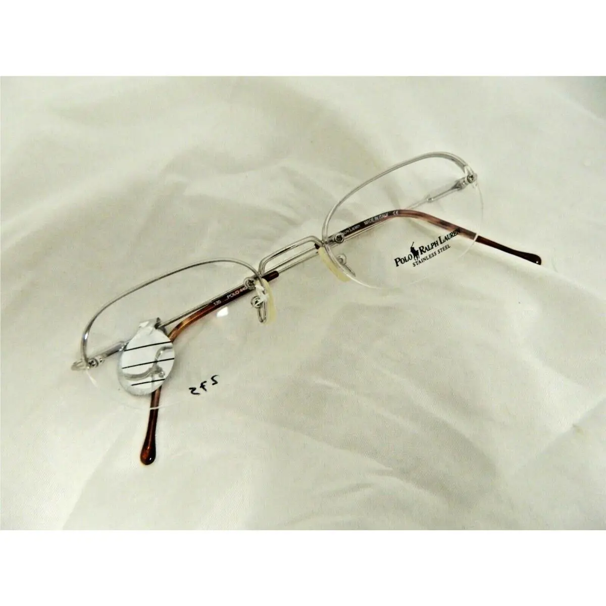 Ralph Lauren Eyeglasses Stainless Steel Polo 440 Rimless Metal Small Silver