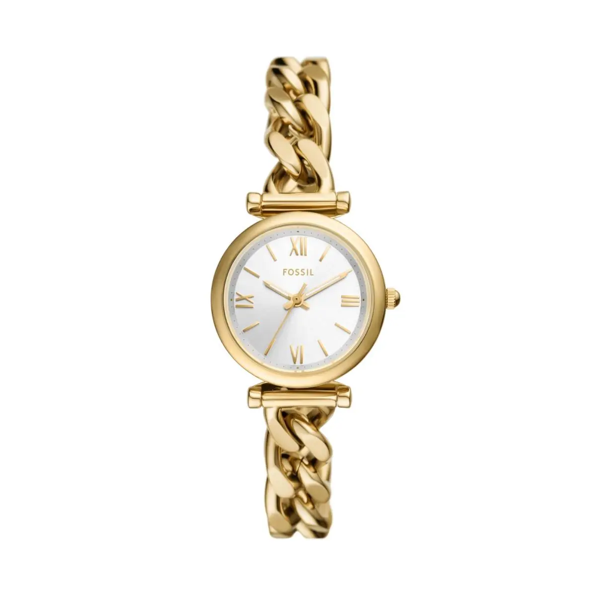 Women`s Watch Carlie Quartz Stainless Steel 28MM Gold Curb Cha by Fossil