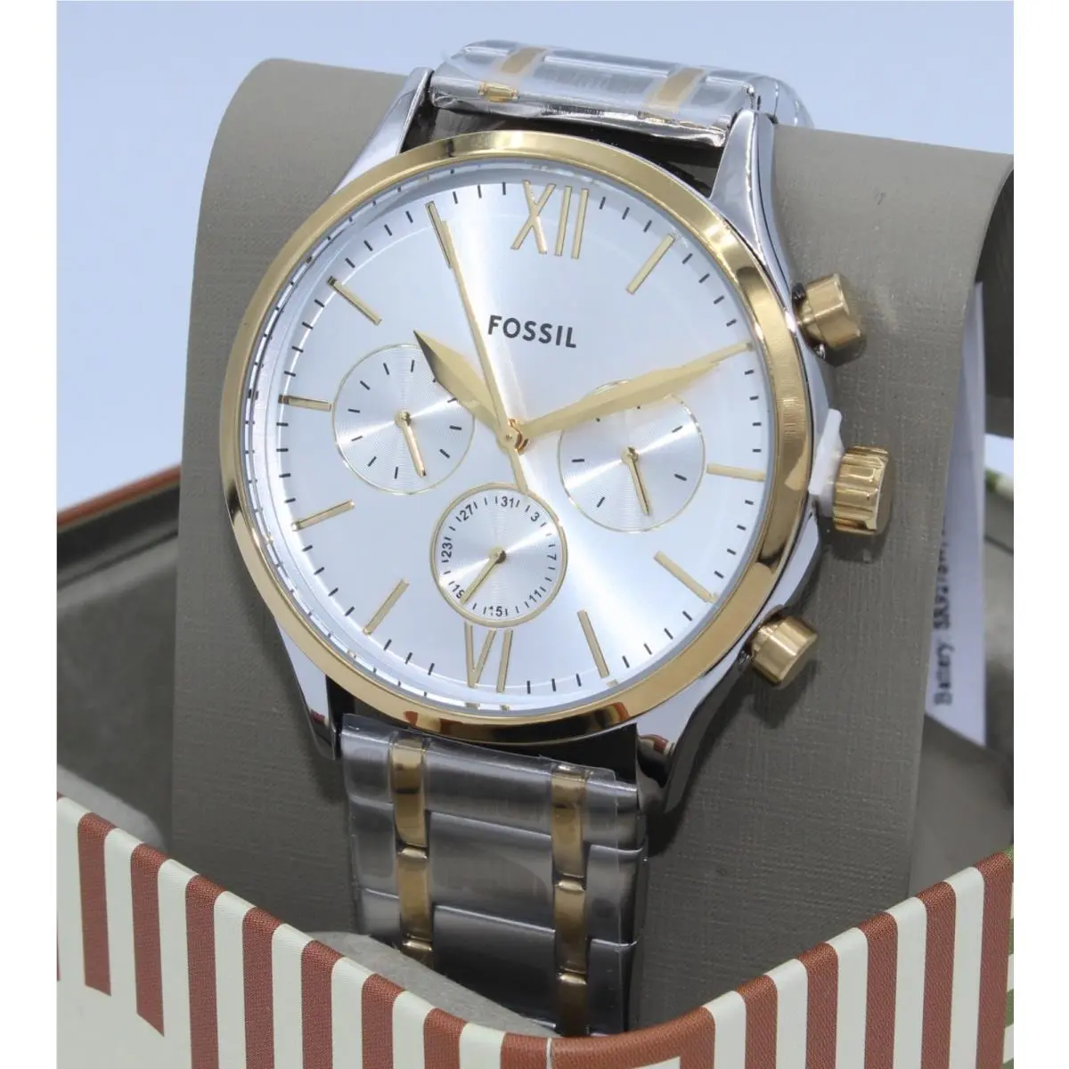 Fossil Fenmore Gold Silver Two Tone Chronograph BQ2698 Men`s Watch