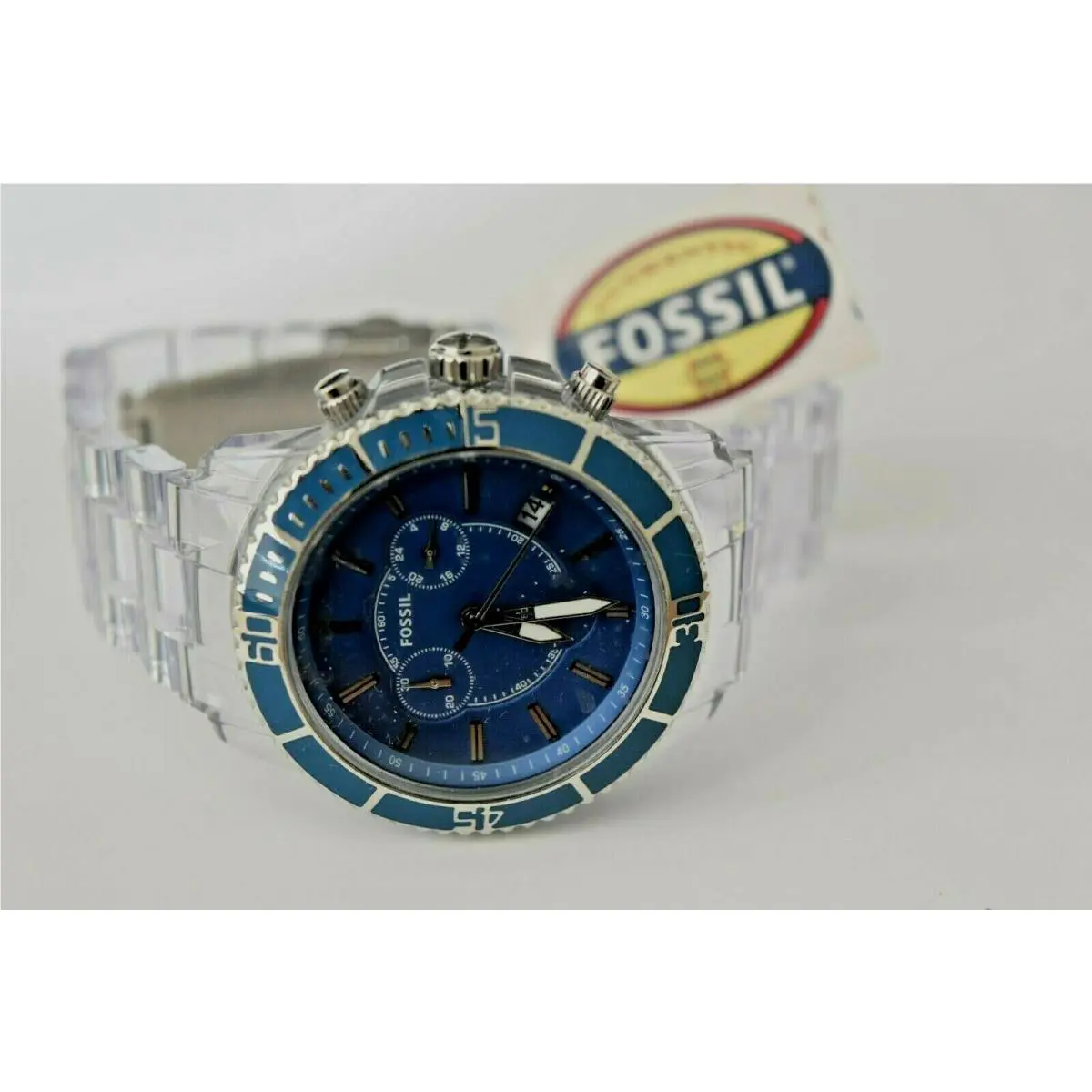 Fossil Transparent Blue Lightweight Chronograph CH2625 Watch
