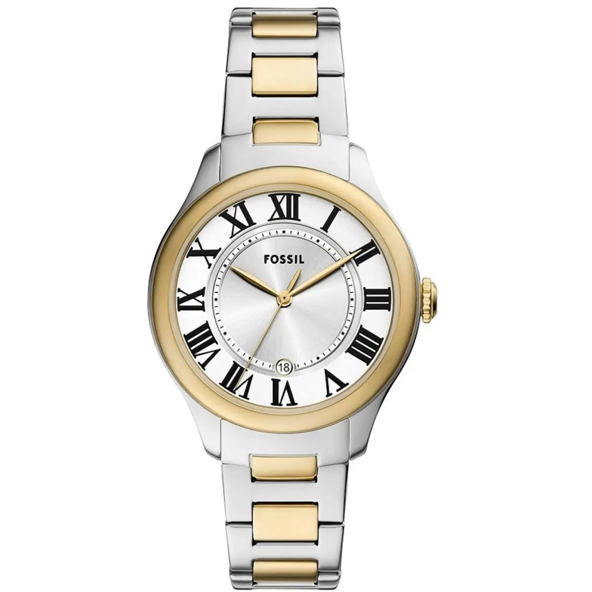 Women`s Watch Gilmore Date Quartz Silver Dial Two Tone Bracelet ES5396 by Fossil
