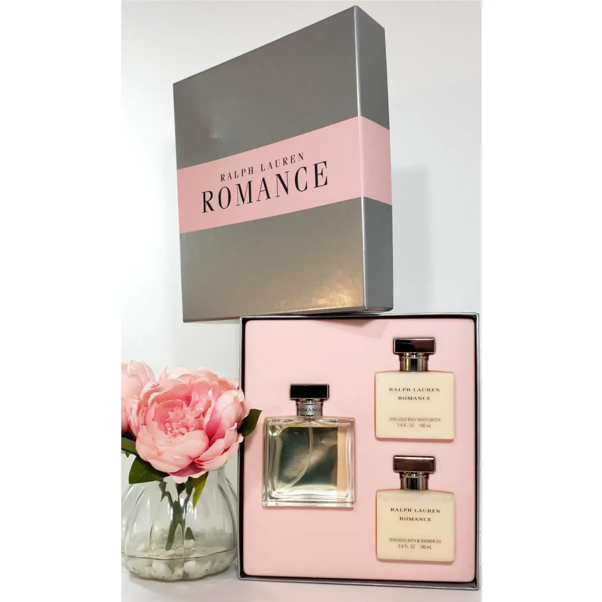 Ralph Lauren Romance Gift Set Eau De Parfum 3.4 oz Lotion Gel 3 PC