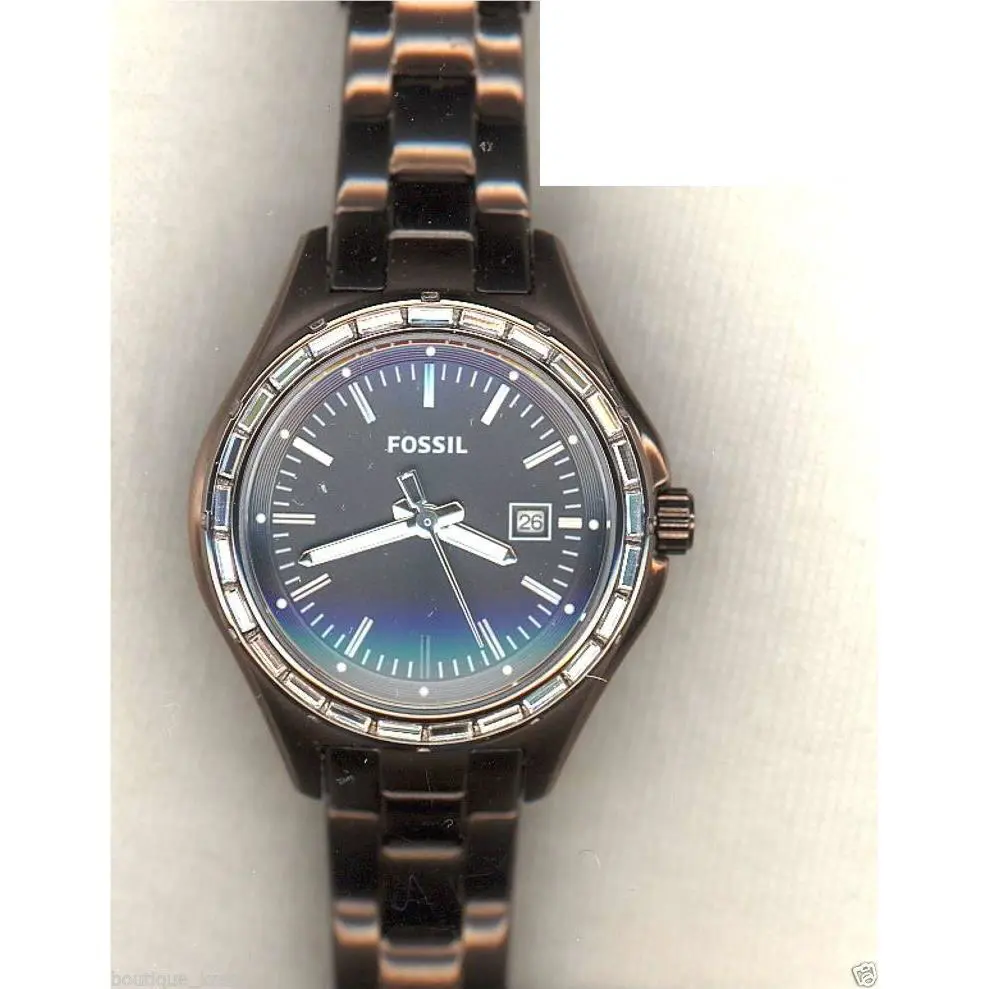 Fossil AM4399 Dylan Glitz Stainless Steel Brown Dial Brown Bracelet Watch