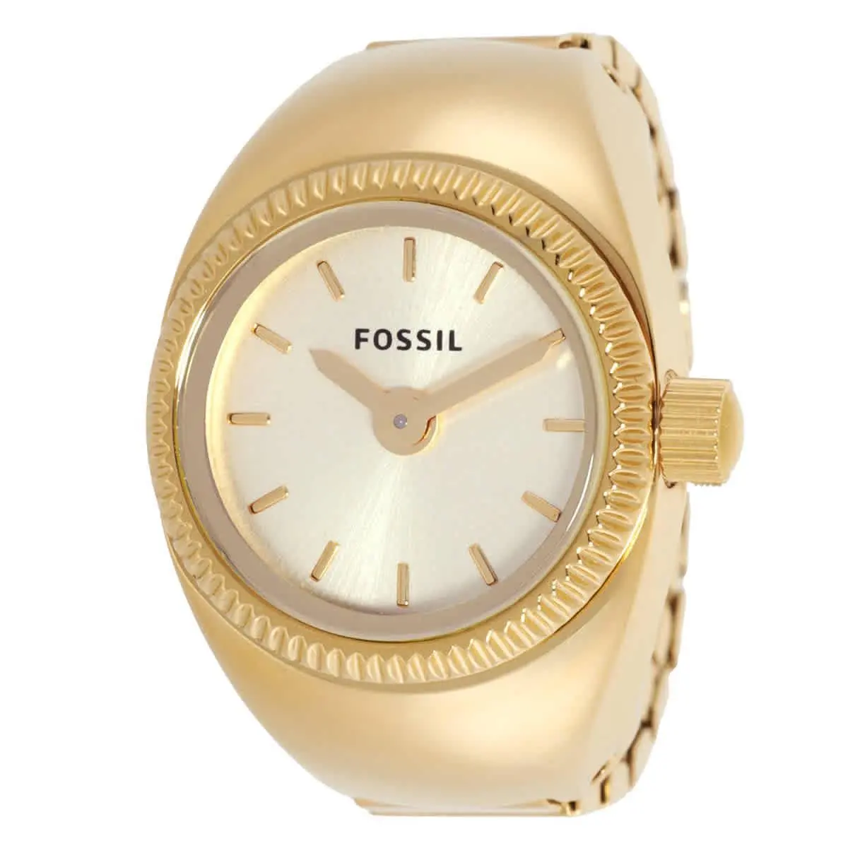 Fossil Quartz Gold Dial Ladies Watch Ring ES5246