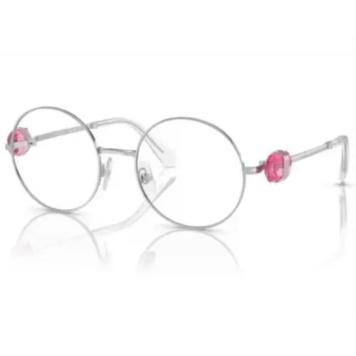 Swarovski SK1001 4001 Eyeglasses Frame Women`s Silver Full Rim Round Shape 53mm
