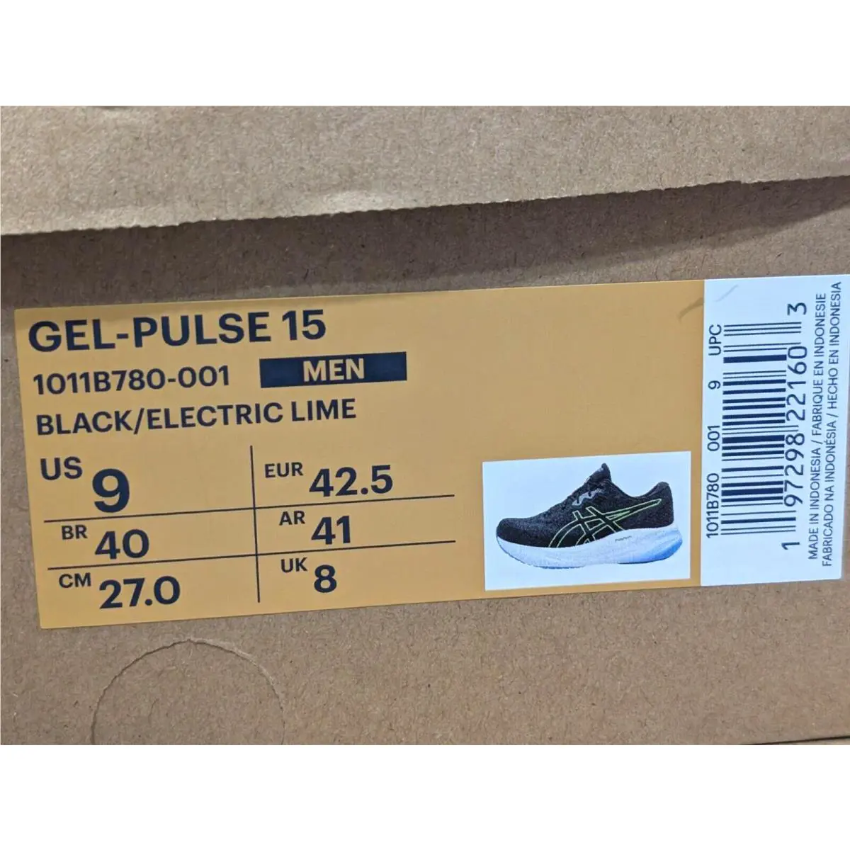 Asics shoes - ASICS GEL-Pulse 15 - 1011B780-001 - Black/Electric Lime 18