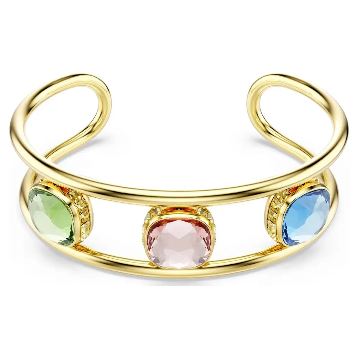 Swarovski Chroma Cuff Cushion Cut Multicolored Gold Tone Plated 5705836 Size M
