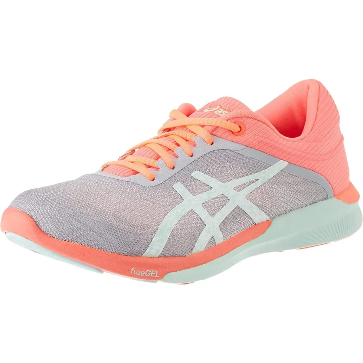 Asics Fuzex Rush Woman Size 6.5 Midgrey Coral Running Comfortable - Mid Grey, Bay, Flash Coral