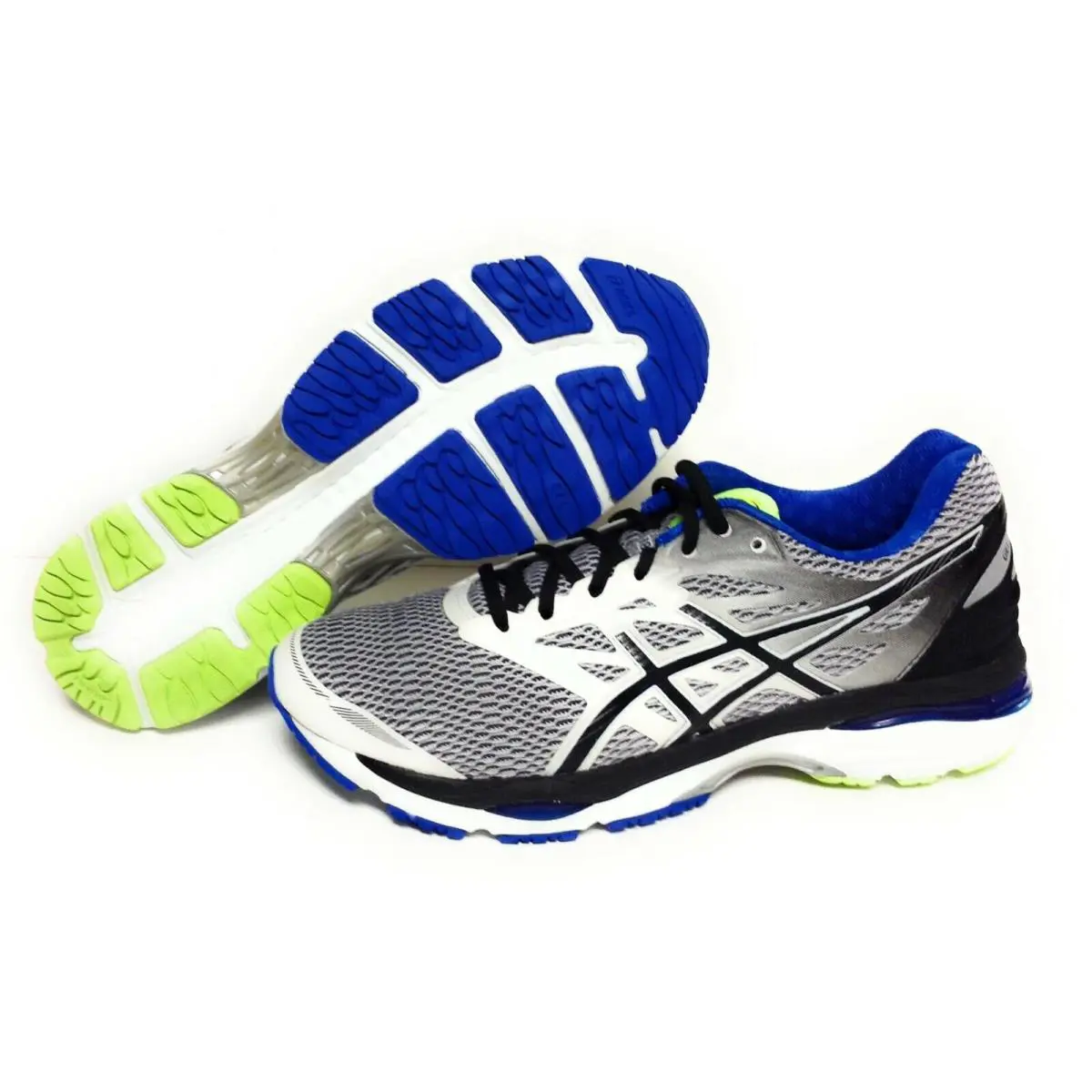 Mens Asics Gel Cumulus 18 T6C3N 0190 White Black Blue Running Sneakers Shoes - White, Manufacturer: White