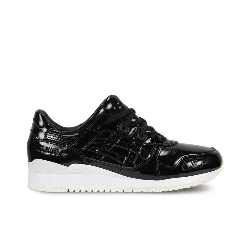 Men`s Asics Gel Lyte Iii Black Patent Leather Athletic Fashion Sneaker H7H1L9090 - Black/White