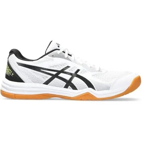Asics Men`s Upcourt 5 Indoor Sport Shoe White/safety Yellow Size 9.5 US