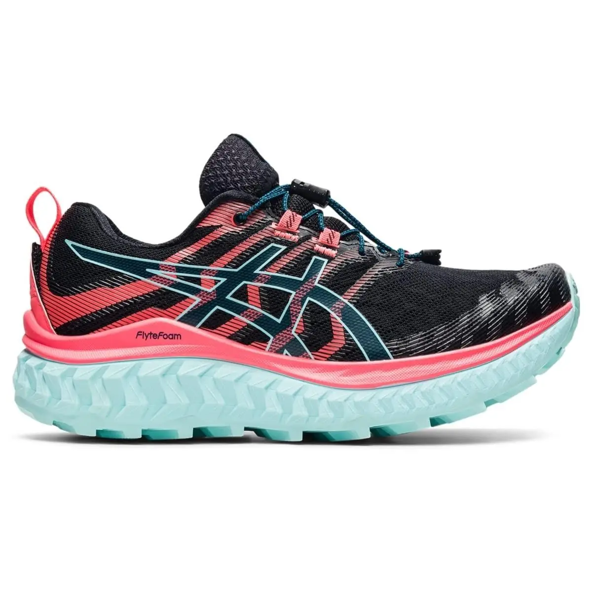 Asics Women`s Trabuco Max Trail Running Shoes 11 US Black/blazing Coral Rare