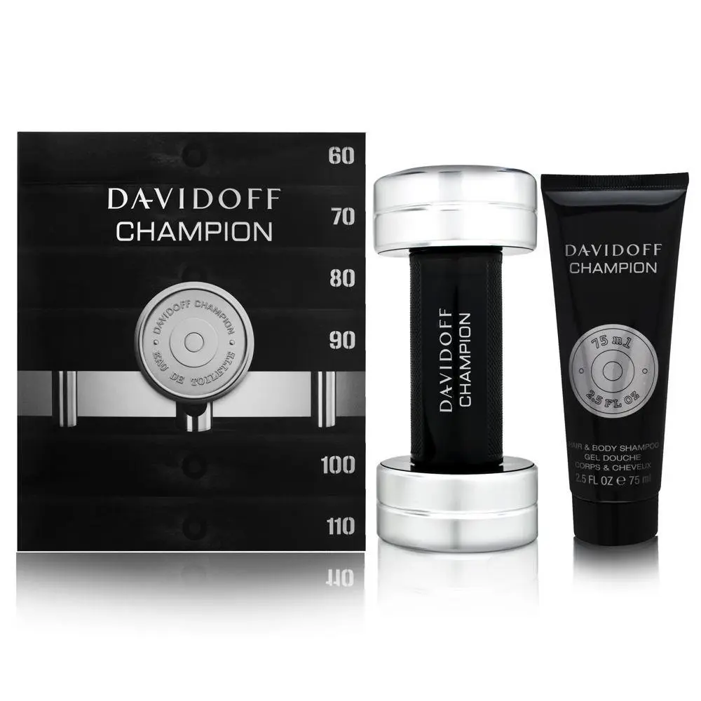 Champion For Men 2 PC Set 3 oz Edt Spray + 2.5 oz Body Hair Shampoo by Davidoff