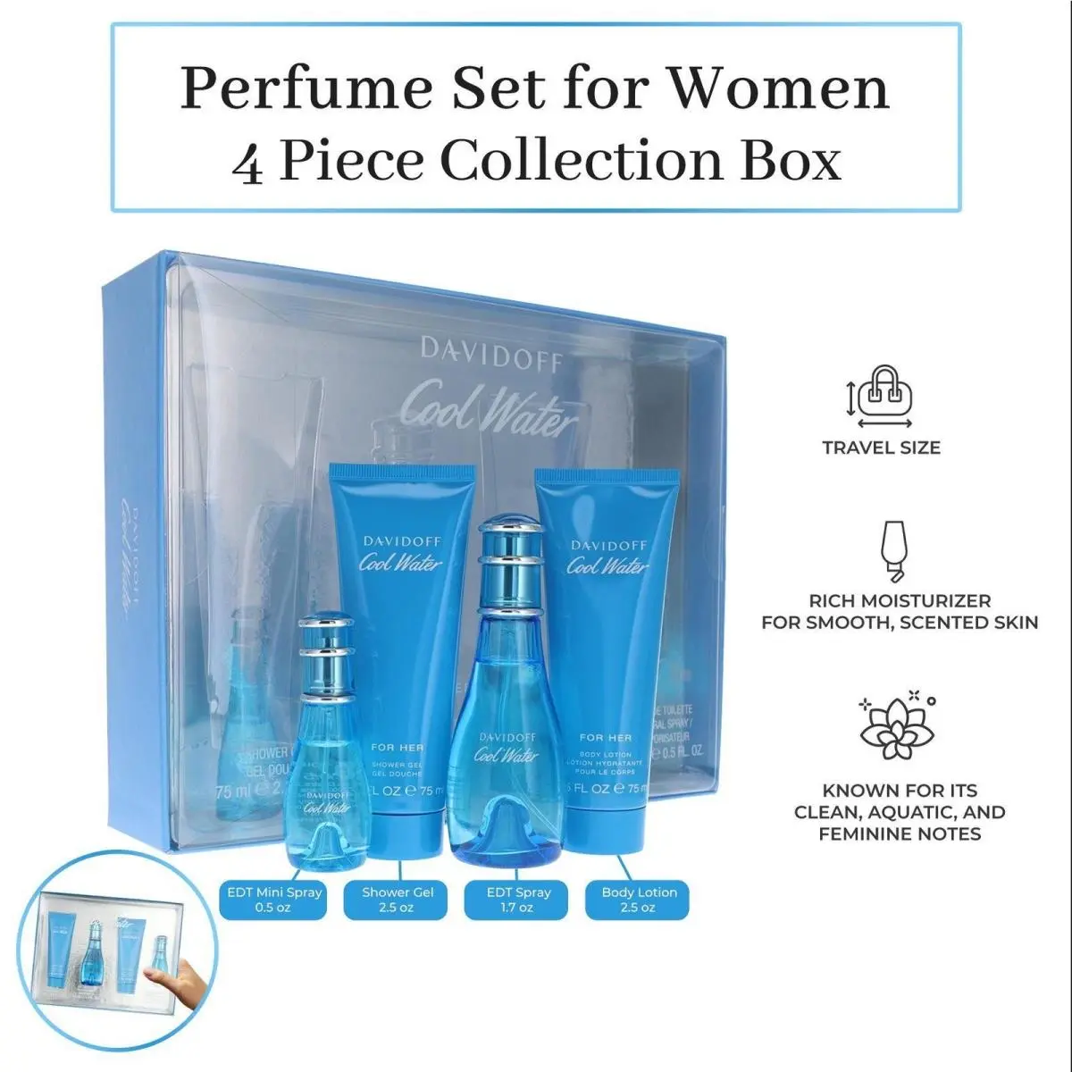 Cool Water For Women By  Perfume Gift Set- 4Pcs by Davidoff