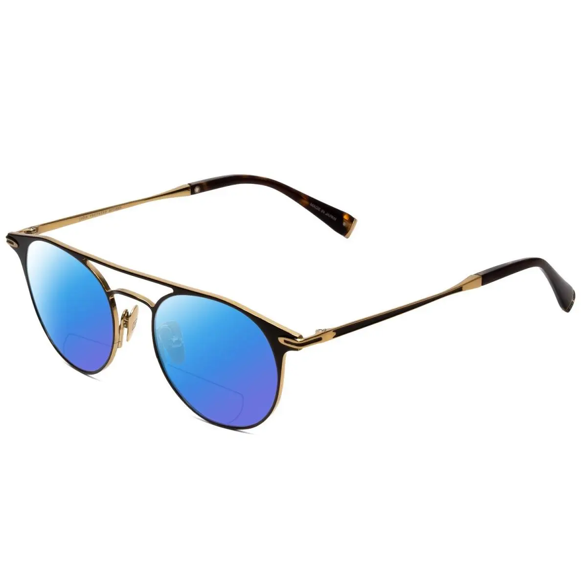 John Varvatos V169 Ladies Polarized Bi-focal Sunglasses Black Gold Tortoise 49mm - Frame: Multicolor, Lens: Blue Mirror