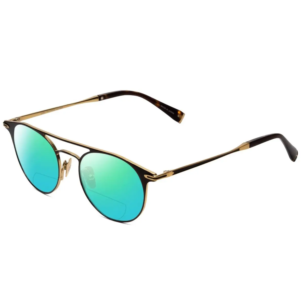 V169 Ladies Polarized Bi-focal Sunglasses Black Gold Tortoise 49mm Green Mirror by John Varvatos