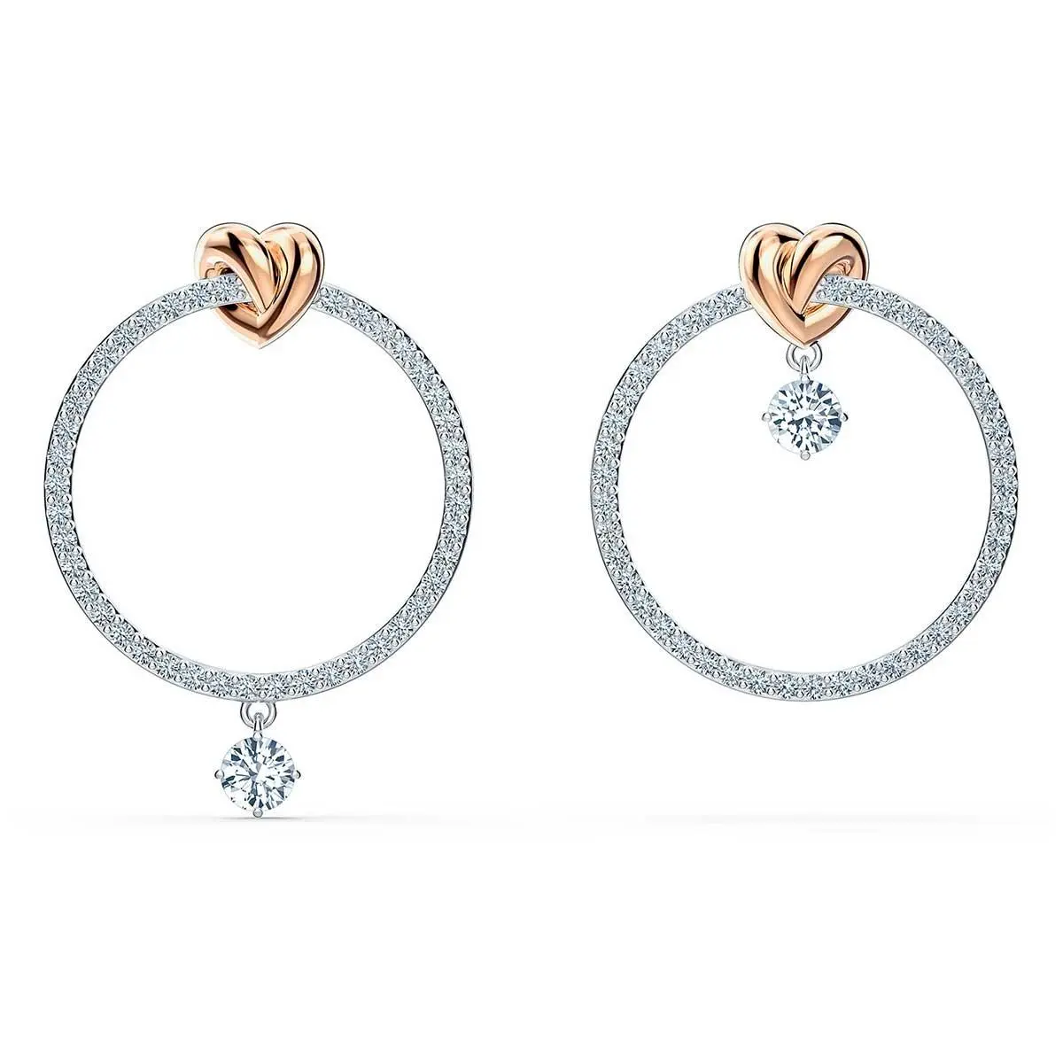 Hoop Heart Earrings Silver 5517933 by Swarovski