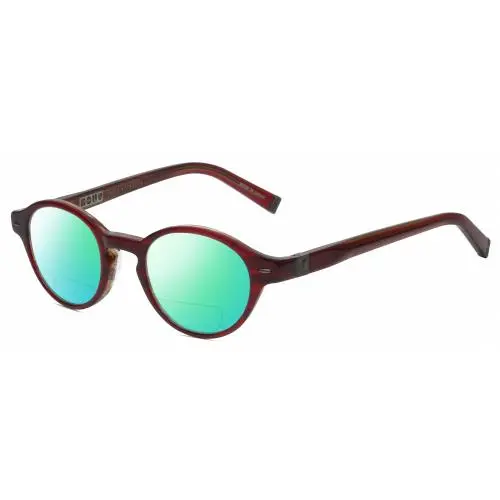 V356 Round Polarized Bi-focal Sunglasses Crystal Red Marble 43 mm Green Mirror by John Varvatos