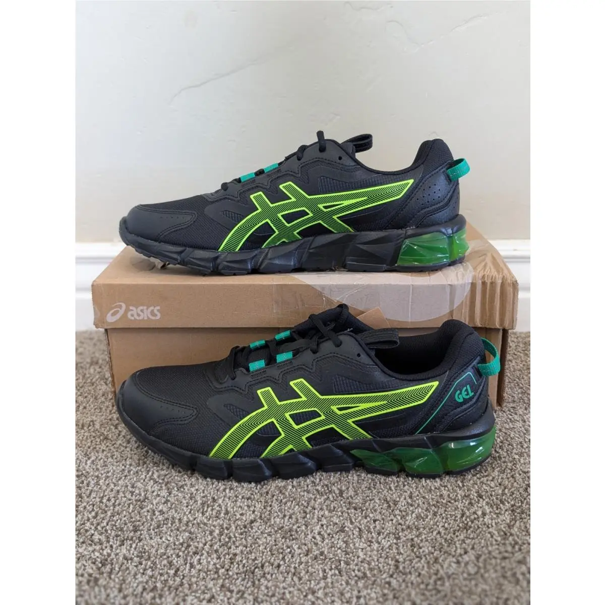 Size 10 Men`s Asics Gel-quantum 90 Black/yellow Running Shoes 1201A064-015