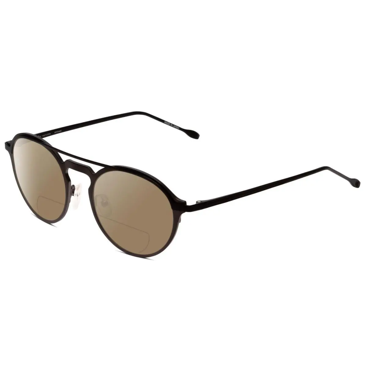 V160 Round Polarize Bi-focal Sunglasses Gunmetal Silver Black 50mm Brown by John Varvatos