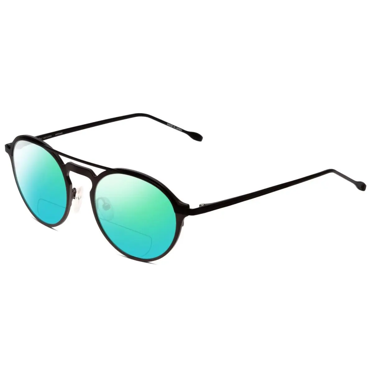 V160 Round Polarize Bi-focal Sunglasses Gunmetal Silver Black 50mm Green Mirror by John Varvatos