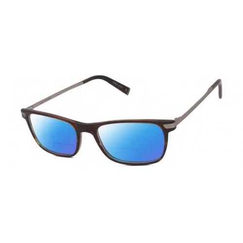John Varvatos V412 Unisex Polarized Bifocal Sunglasses Brown Marble Silver 54 mm