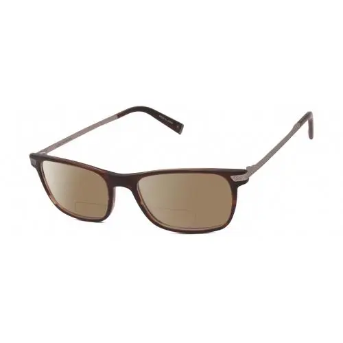 V412 Unisex Polarized Bifocal Sunglasses Brown Marble Silver 54 mm Brown by John Varvatos