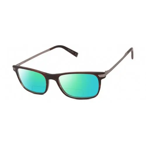 V412 Unisex Polarized Bifocal Sunglasses Brown Marble Silver 54 mm Green Mirror by John Varvatos